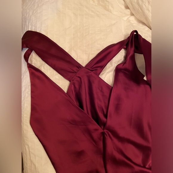 LOVELY Imogen Twist Halter Charmeuse Trumpet Gown
CABERNET, Size Small - Picture 2 of 8